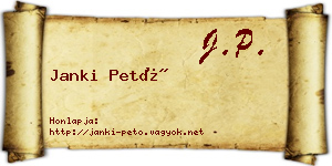 Janki Pető névjegykártya